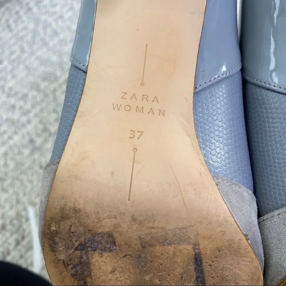 Zara Woman gray mixed media pumps size 37